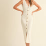 Buttondown Ribbed Knitted Long Dress
