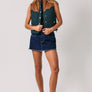 Western Contrast Faux Leather Padded Vest by le lis