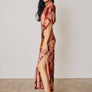 Floral Lace Trim Blouson Maxi Dress