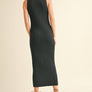 Buttondown Ribbed Knitted Long Dress