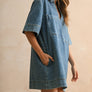 V-Neck Denim Tunic Dress