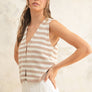 Lightweight Hook and Eye Closure Striped Vest
