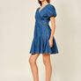 Puff Sleeve Denim Mini Dress by Aaron & Amber