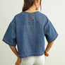 Round Neck Short Sleeve Denim Top