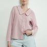 Checked Ruffle Edge Collar Buttondown Blouse by Aaron & Amber