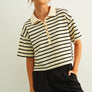 Stripe Pattern Short Sleeve Polo Shirt