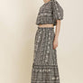 Striped Floral Midi Skirt