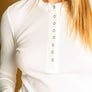Half Snap Button Waffle Fabric Long Sleeve Top