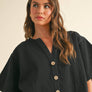 Cotton Romper with Button Front