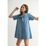 Stylish Denim Dress with Embroidery Cherries