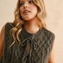 Tie Front Cable Knitted Vest