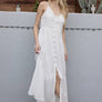 Lace Trim Button-Down Maxi Dress