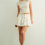 Eyelet Ruffled with Button Front Skort
