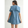 Stylish Denim Dress with Embroidery Cherries