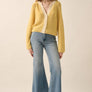 Ribbed Knit Contrast Cardigan Sweater