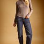 Half Snap Button Waffle Fabric Long Sleeve Top