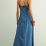 Paneled Maxi Washed Denim Dress