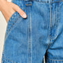 Mid Rise Flare Denim Shorts by Aaron & Amber