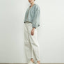 Denim Embroidery Volume Sleeve Blouse Top by Aaron & Amber