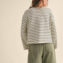 Striped Pattern Long Sleeve Top in White and Black