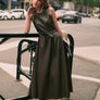 Faux Leather Sleeveless Dress with Belt