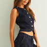 Indigo Denim Button Front Vest