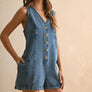 Button Front Sleeveless Denim Romper