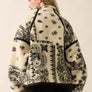 Floral Sherpa Fleece Half-Zip Pullover Jacket