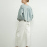 Denim Embroidery Volume Sleeve Blouse Top by Aaron & Amber
