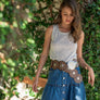Pointelle Fabric with Mini Ruffle Top