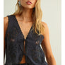 Embroidery Tied in Front Sleeveless Top