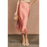 Dull Satin Lace Hem Pencil Skirt