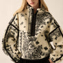 Floral Sherpa Fleece Half-Zip Pullover Jacket
