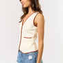 Button Down Contrast Sweater Vest With Pockets