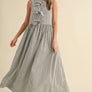 Stripe Fabric with Bow Tie Front Dress