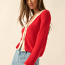 Ribbed Knit Contrast Cardigan Sweater
