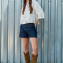 Eyelet Embroidered Scallop Hem Tee