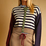 Stripe and Mix Pattern Button Front Cardigan