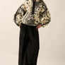 Floral Sherpa Fleece Half-Zip Pullover Jacket