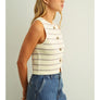 Metal Button Detail Stripe Pattern Knitted Vest