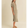 Button Down Gauze Shirt Dress in Olive