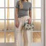 Eyelet Embroidered Wide-Leg Pants