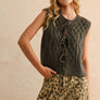 Tie Front Cable Knitted Vest