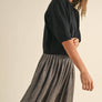 Short Sleeve Sweater Top in Black