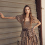 Victorian Floral Smocked Maxi Dress with Puff Sleeves and Ruffles