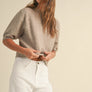 Short Sleeve Sweater Top in Black