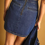 Button Front Detailed Indigo Denim Skirt