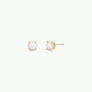 Round White Opal Gemstone Gold Earrings by JaxKelly