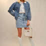 Western Embroidery Puff Sleeve Denim Jacket