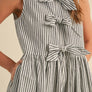 Stripe Fabric with Bow Tie Front Dress